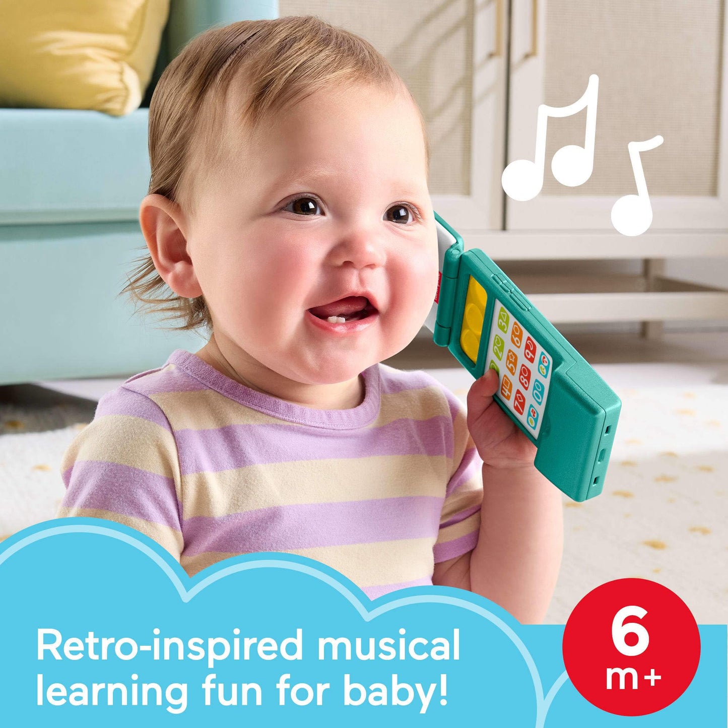 Fisher-Price Baby Toy Flip Phone Laugh & Learn Musical Learning Activity for Toddler Pretend Play Infants Ages 6+ Months