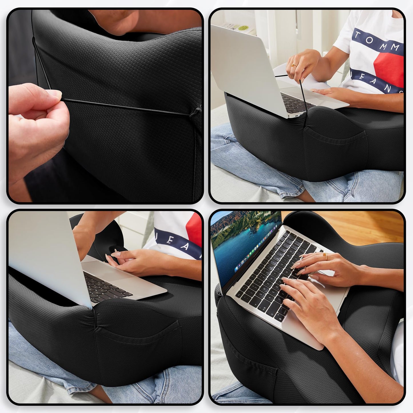 cooloo8 Lap Desk, Reading Pillow, Laptop Pillow for Lap, Portlands Portable Desk Pad for Bed, Couch, Car (Black)
