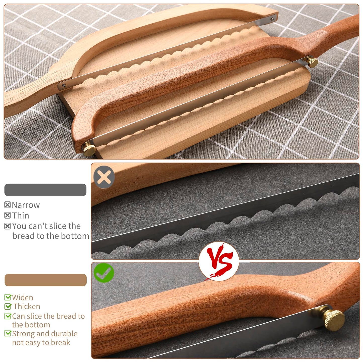 Uprichya Bread Knife for Homemade Bread Sourdough, Serrated Bread Slicer & Bread Bow Knife with Ergonomic Grip for Easy, Clean & Even Slicing