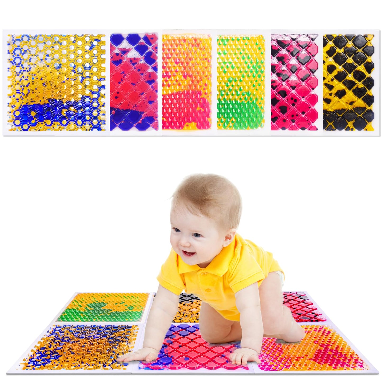 XIRDQYM Sensory Liquid Play Mats : 6-Tile Color-Changing Exercise Floor Mats for Children(6PYXM1)