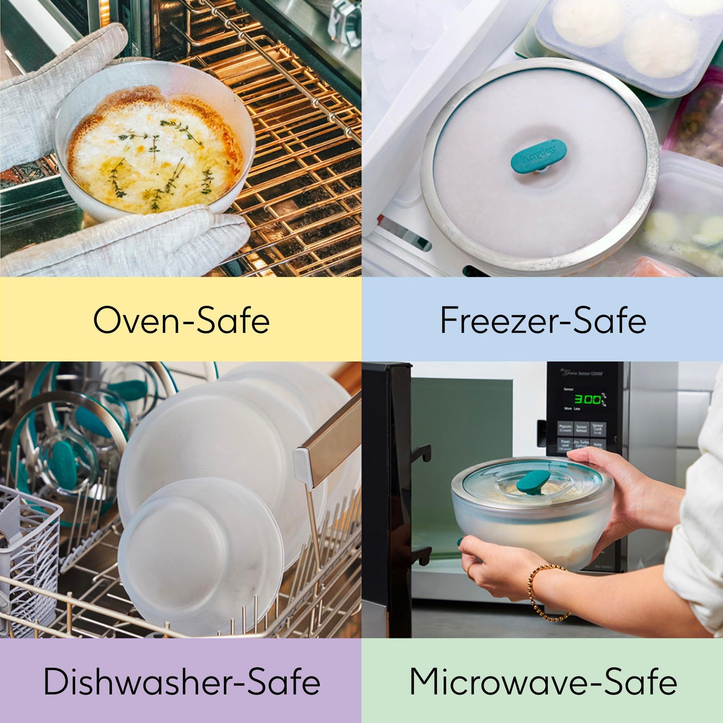 Anyday 4-Cup Microwave Cookware & Glass Container with Glass Lid, Plastic-Free Deep Food Storage | Stackable Airtight Steamer with Vented Lid for Microwave-Safe Reheating, Steaming Vegetables & Rice