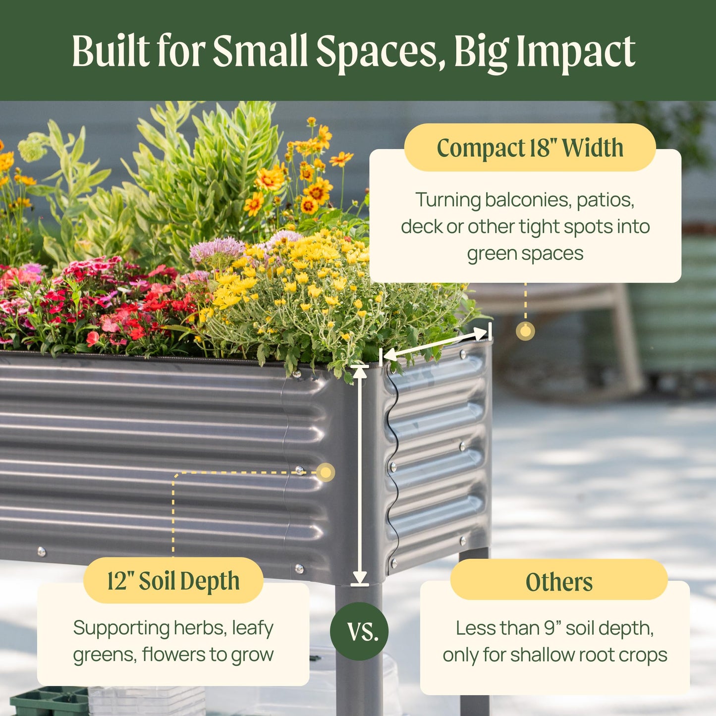 Rolling Elevated Raised Garden Bed - Slim Series, 1.5' x 5.5' Outdoor Planters Boxes with Legs & Storage Rack for Patio, 750 Lbs Weight Capacity, Raised Beds for Gardening Herbs Flowers, Modern Gray