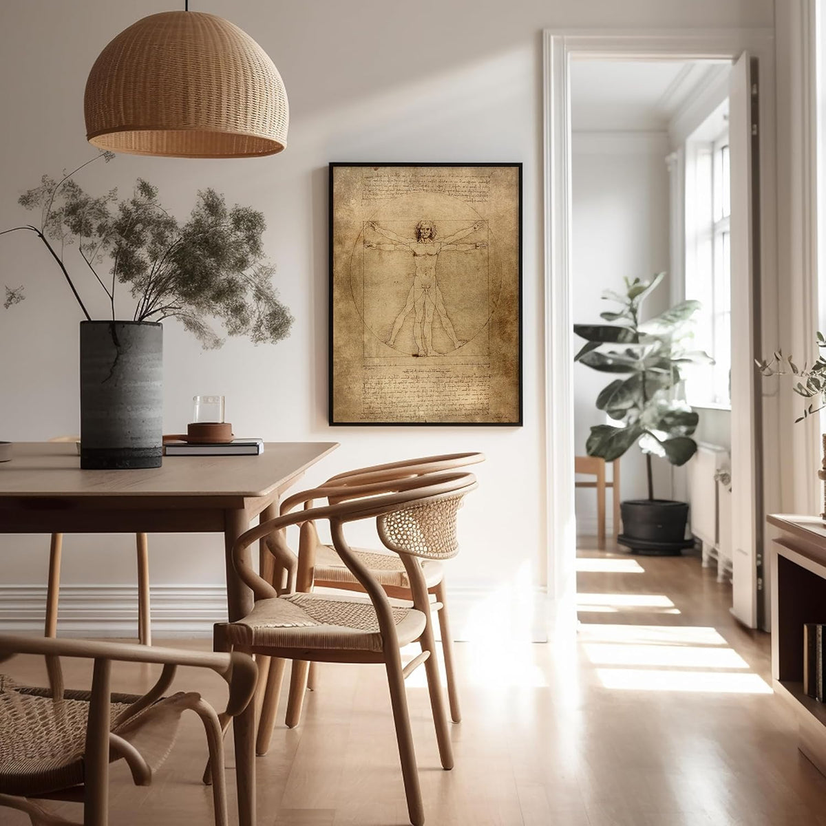 Poster Master Vintage Leonardo Da Vinci Poster - Retro Vitruvian Man Print - Drawing Art - Renaissance Art - Gift for Men & Women - Decor for Living Room, Bedroom or Office - 8x10 UNFRAMED Wall Art