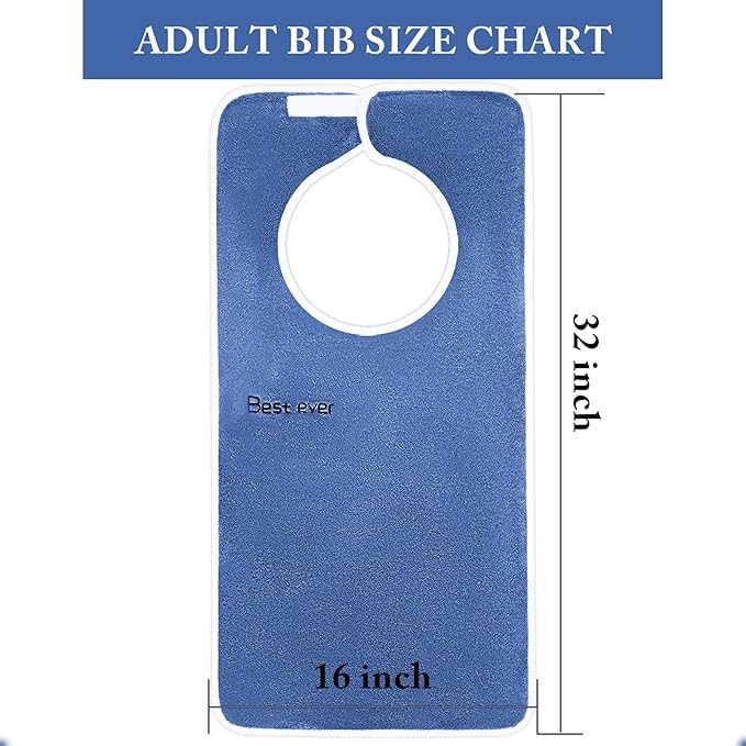 3 Pack Adult Bibs, Microfiber Super Soft Eating Cloth for Adults, Disabled, Adjustable, Dining Clothing Protector