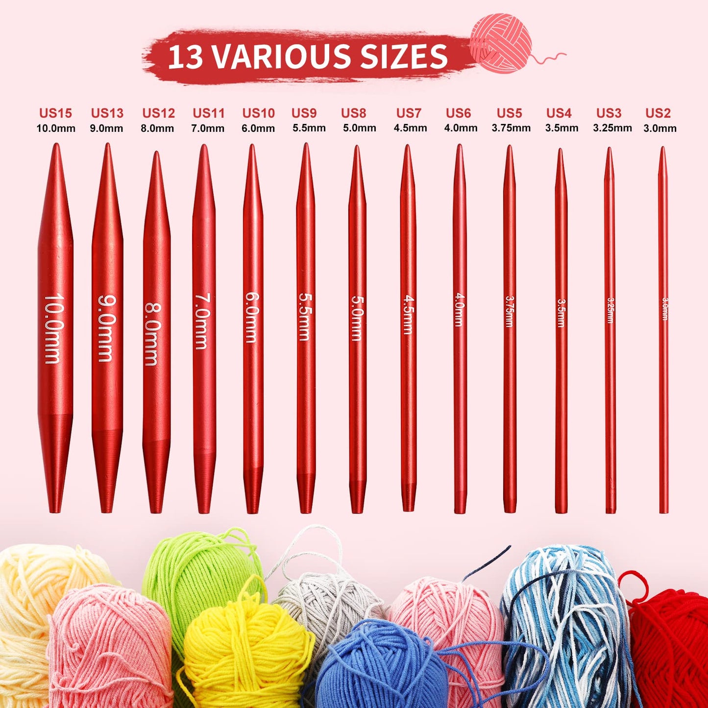 57 PCS Interchangeable Circular Knitting Needles Set, Aluminum Knitting Needles 3.0mm–10.0mm with 4 Cables, Ergonomic Handles & Storage Case, Complete Knitting Kit for Beginners & Advanced Projects