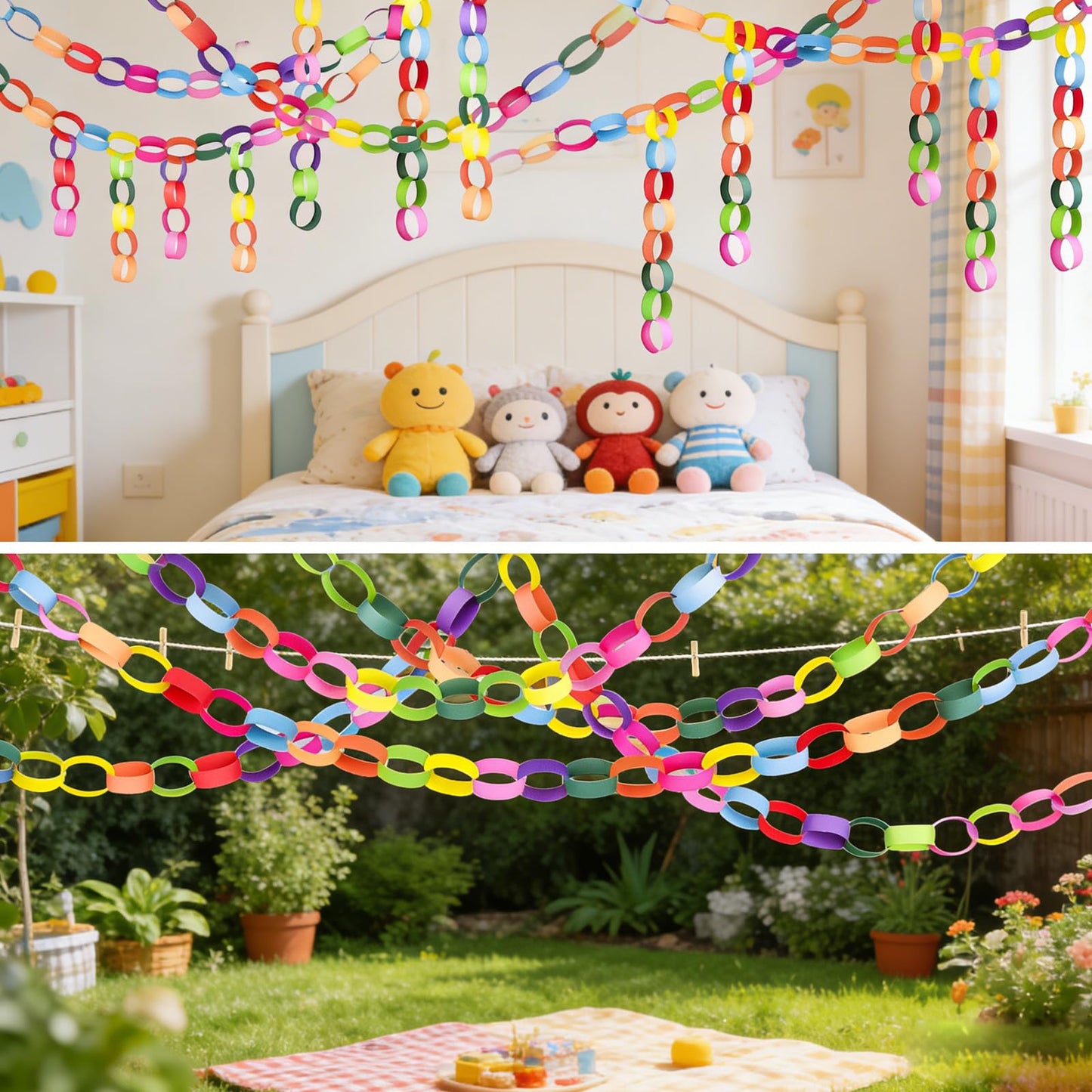 BOUBONI 600 Pieces Valentine's Day Paper Chains Paper Strips 1 x 7 Inch for Wedding Party Decorations DIY Crafts Favors (Pink & Red & White )