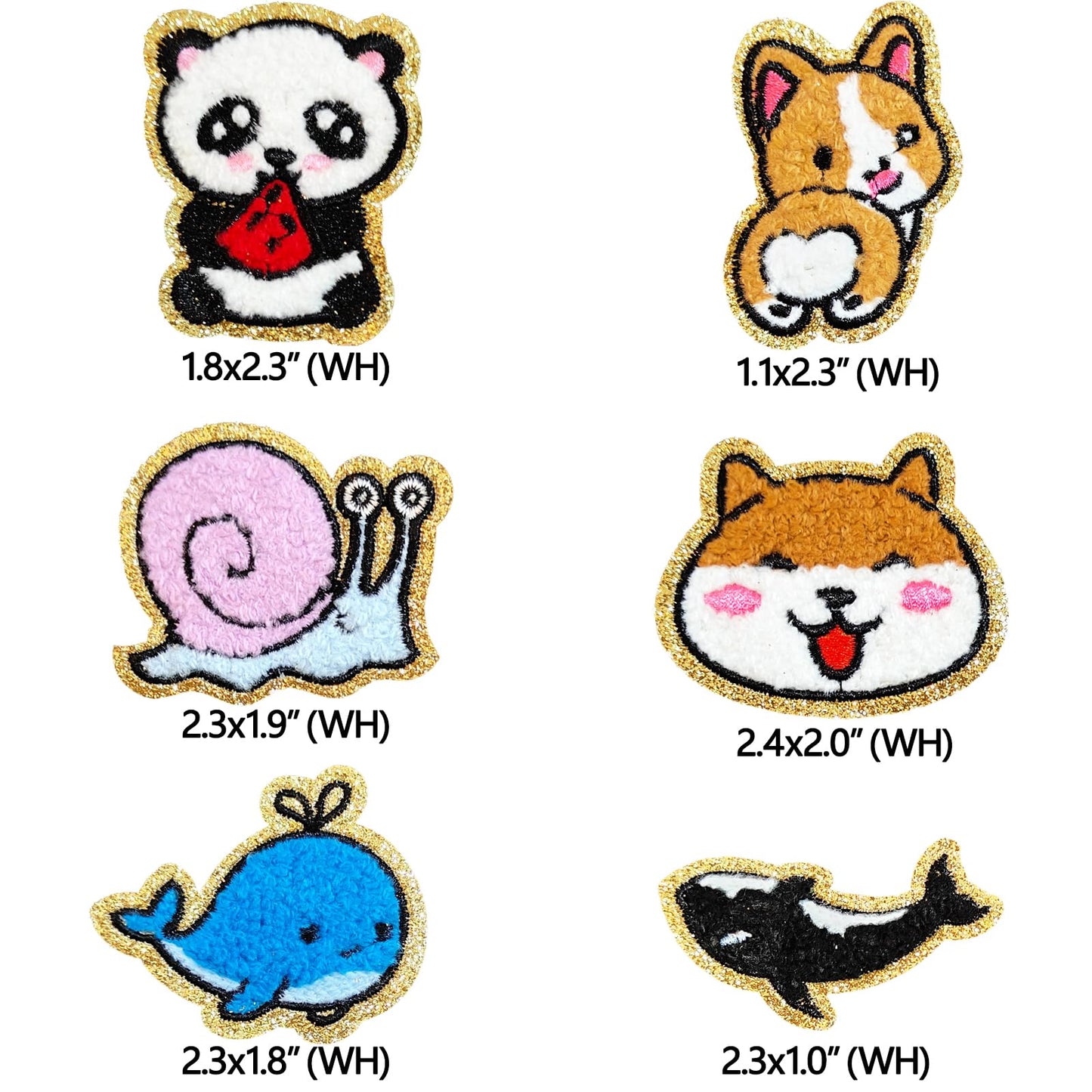 31PCS Chenille Patches with Golden Edge - Cute Animal Iron On/Sew On Embroidered Applique for Jeans, Jackets, Clothes, Backpacks