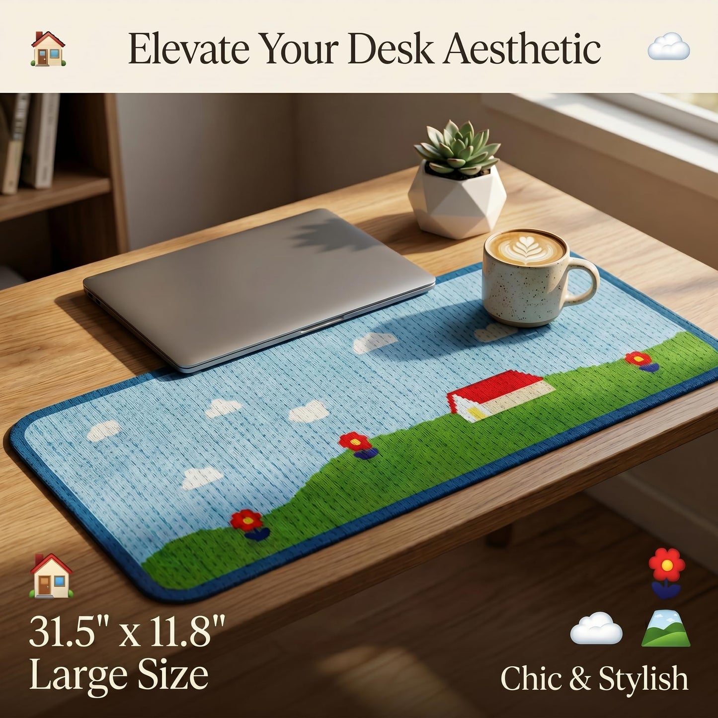 Large Desk Pad, 31.5" x 11.8" Mouse Pad, Desk Mat, Computer Laptop Desk Mat Mouse Keyboard Pad, Modern Abstract Desktop Protector, Desk Accessories, Desk Writing Makeup Mat for Office Home School