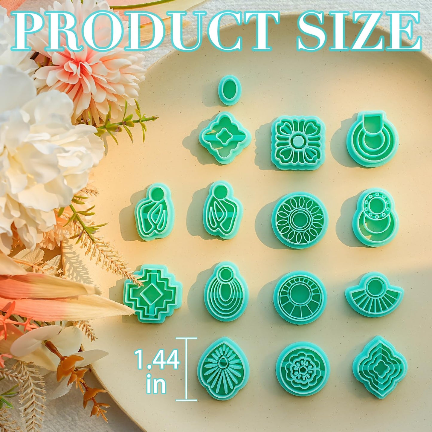 TAINSKY Geometric Clay Cutters, 15 Shapes Polymer Clay Cutters for Earrings Making, Organic Polymer Clay Cutters, Boho Clay Cutters for Polymer Clay Jewelry