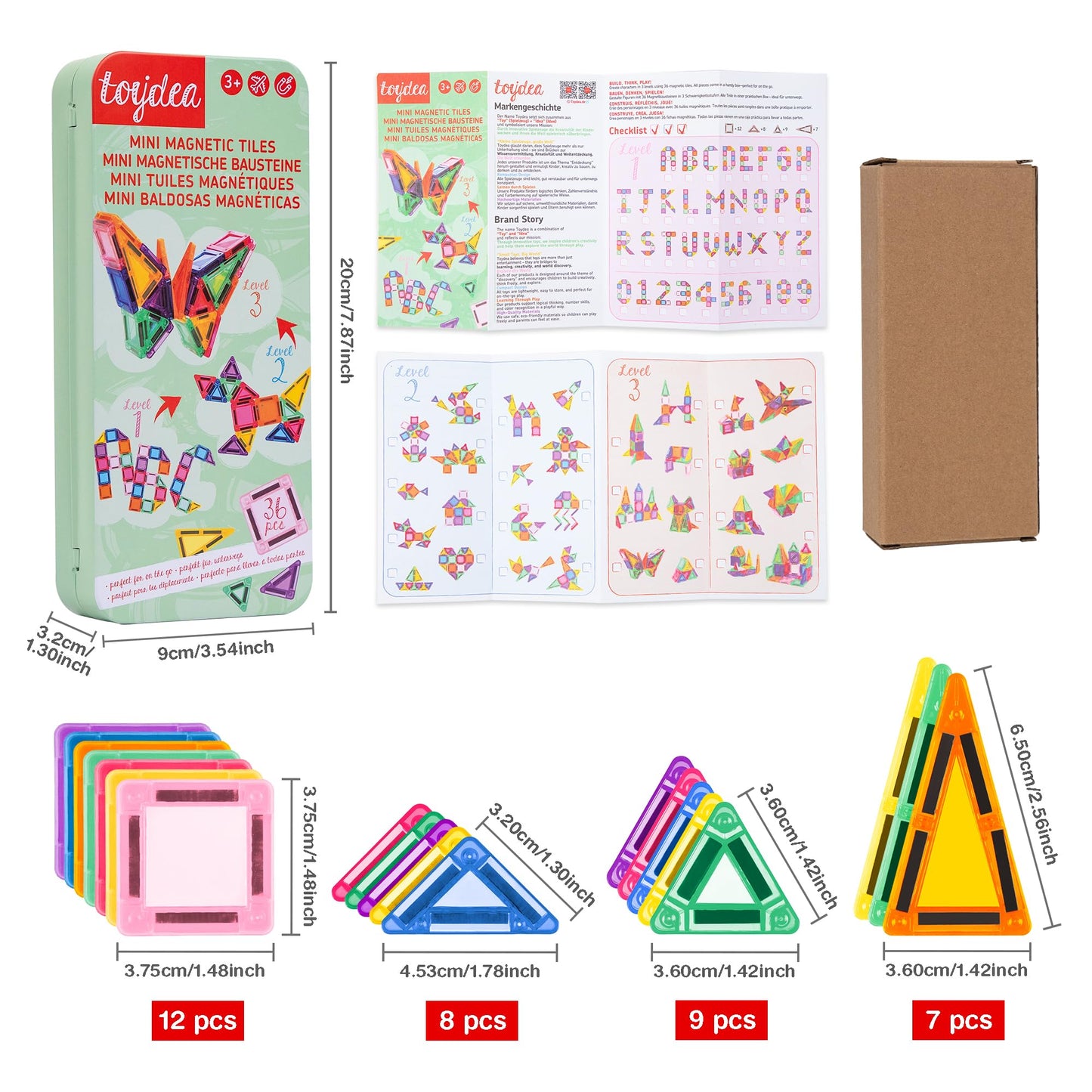 toydea Easter Magnetic Tiles for Kids, 36 PCS Mini Building Blocks, STEM Construction Set, Travel Toys for Toddlers Age 3-8, Easter Basket Stuffer