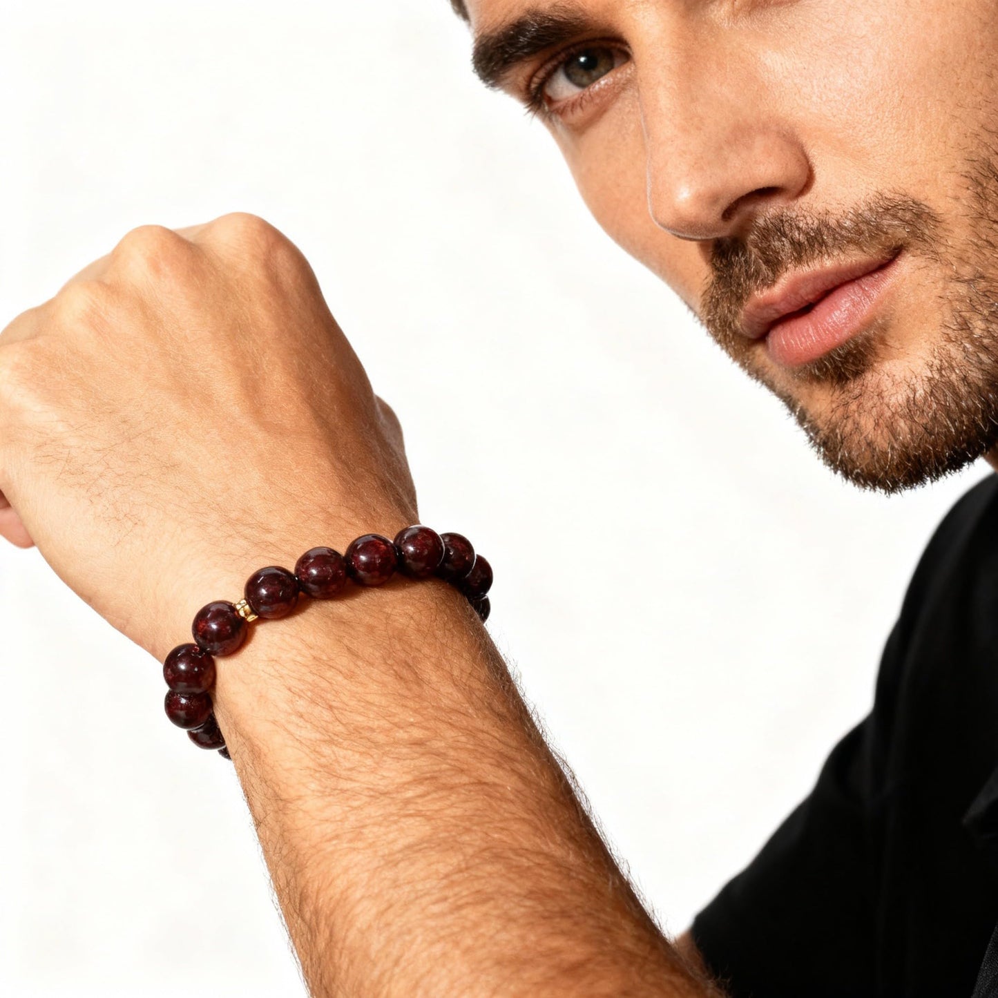 The Vida Handmade AAA+ Quality Crystal Stretch Elastic Bracelet - Nature Gemstone - Jewelry Gift - Holiday Gift - For Women & Men (Garnet)