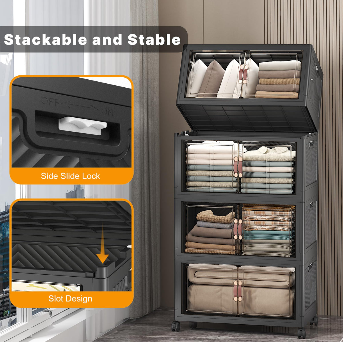 Stackable Storage Bins (4 Count)