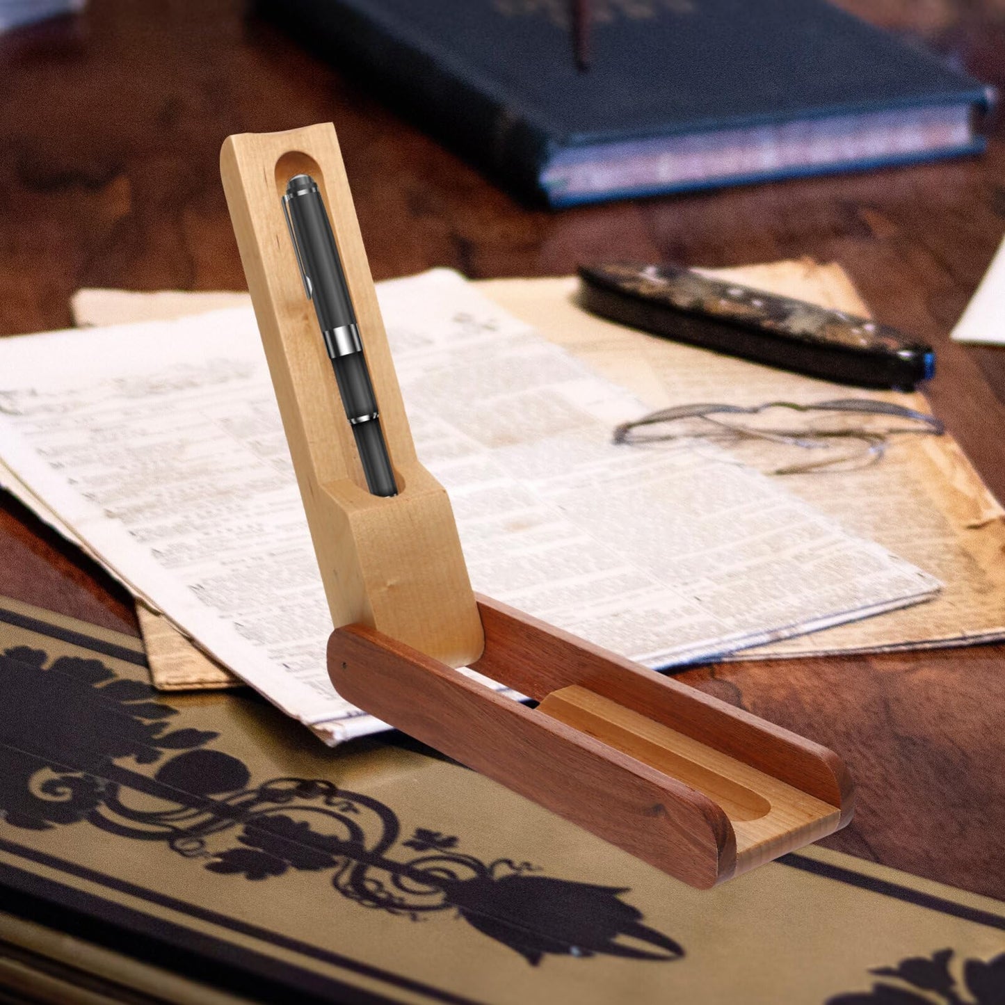 Wooden Pen Case Box Single Fountain Pen Case Empty Pen Box Pen Presentation Display Box Fountain Pen Container for Home Office Dekstop Stationery Supplies