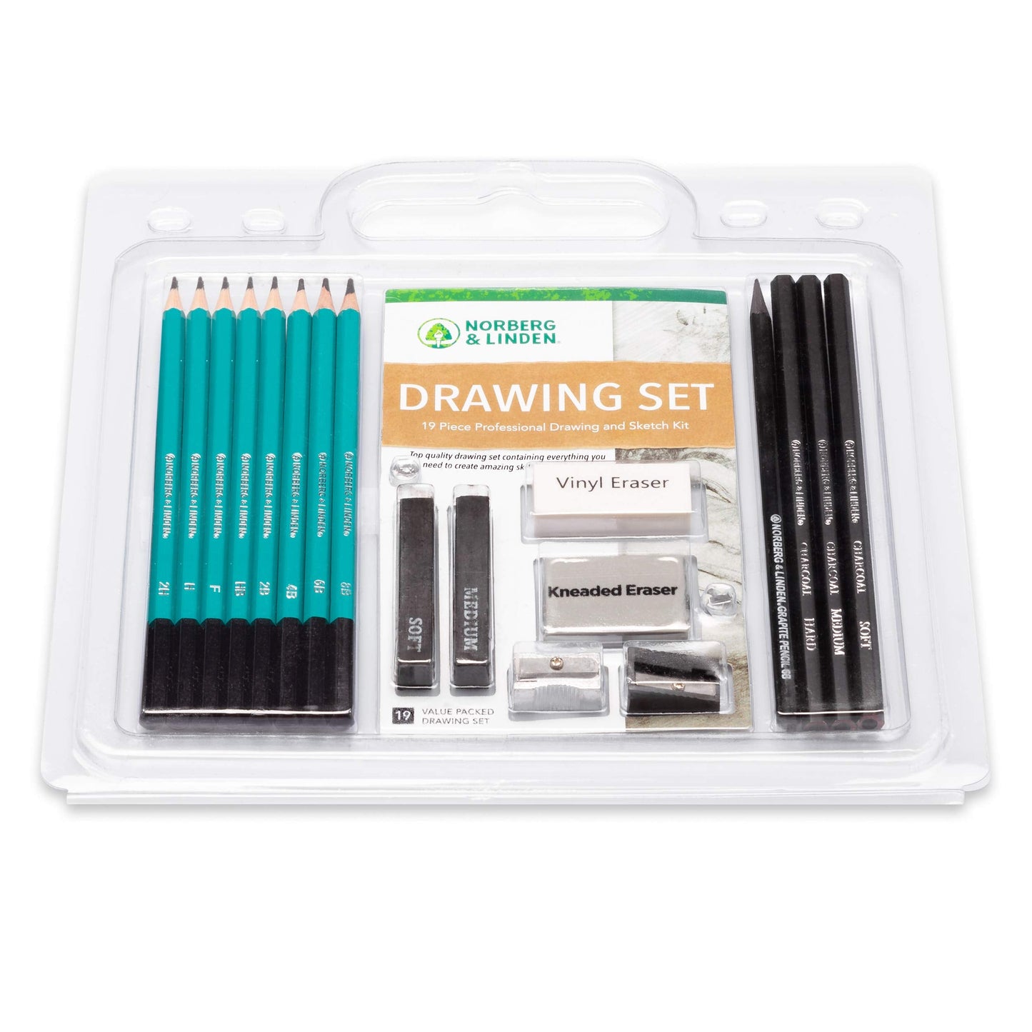 Drawing Set - Sketching and Charcoal Pencils - 100 Page Drawing Pad, Kneaded Eraser. Art Kit and Supplies for Kids, Teens and Adults, Sketch Set