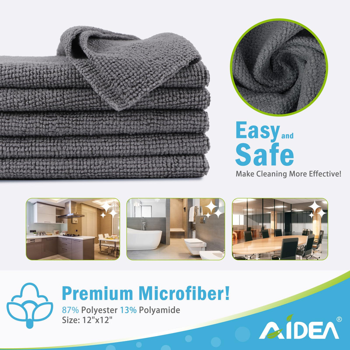 Microfiber Cleaning Cloth Grey (50 Count)