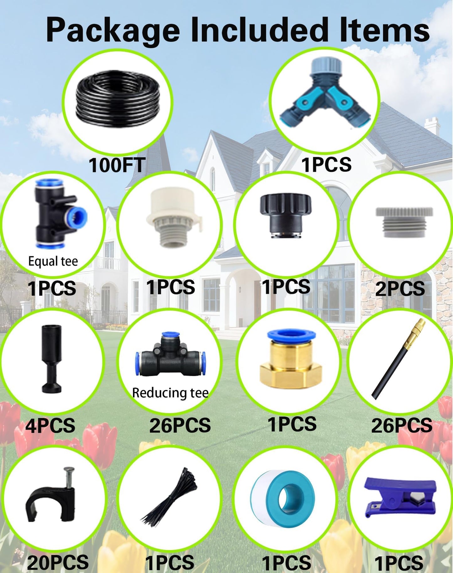 Drip Irrigation System,Automatic Garden Watering System, 360 Adjustable Mist Sprayer Nozzle, High Volume Water Flow Rotating Sprinkler Head for Garden,Patio,Potted Plants, Fine Misting to Jet Spray