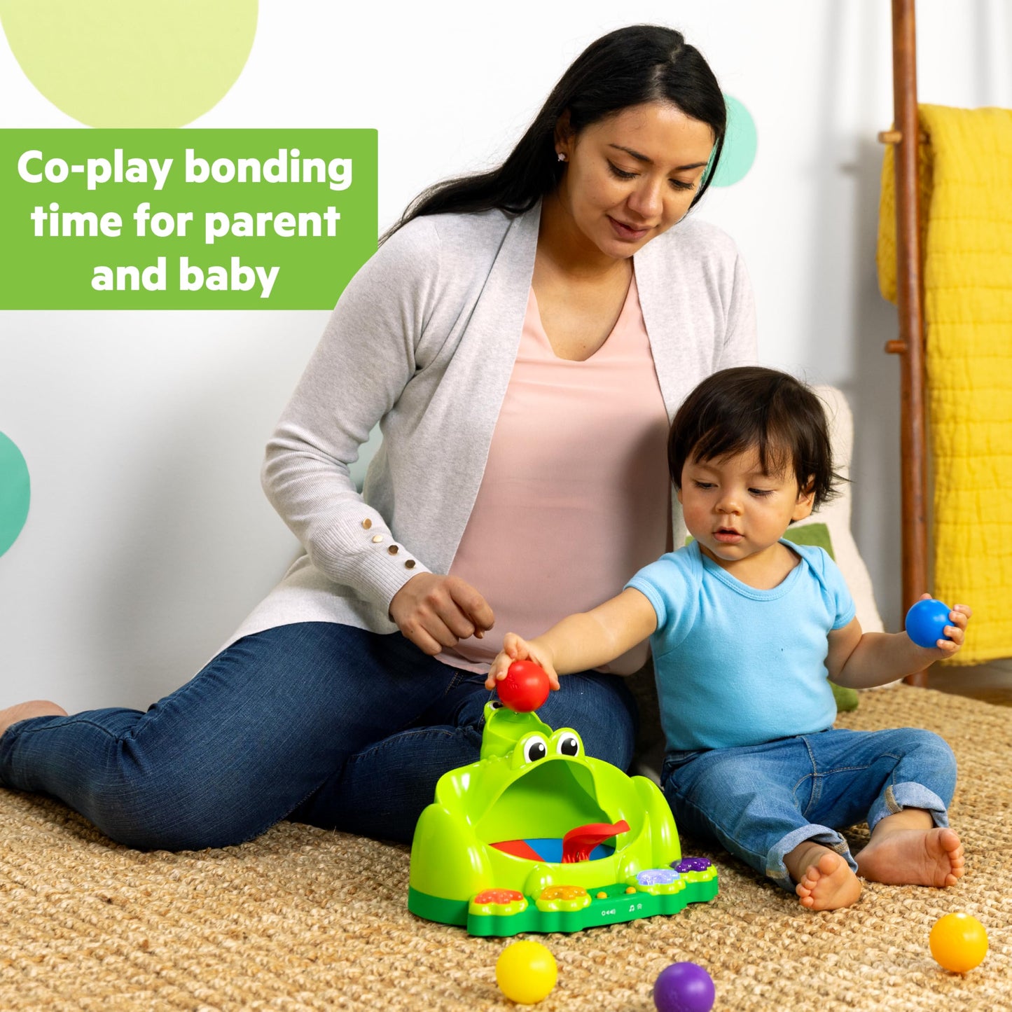 Bright Starts Poppin' Ball Frog Ball Play Toy, Launching, Bouncing & Ramp Racer Toy, Crawl and Chase, Unisex, 6 Months+