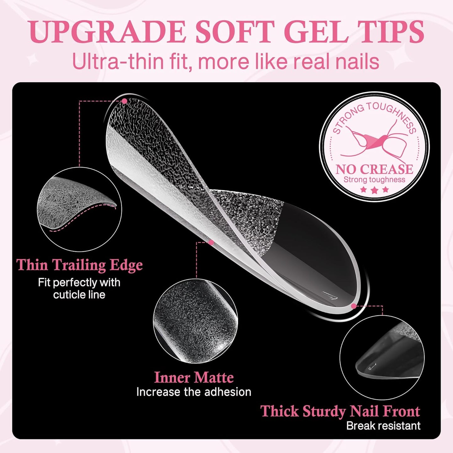 Almond Nail Tips: 504pcs Medium Almond Gel Nail Tips, Pre-shape Half Matte Short Nails Full Cover Clear Press On Acrylic Fake Nails for Nail Extension Nail Art 12 Sizes