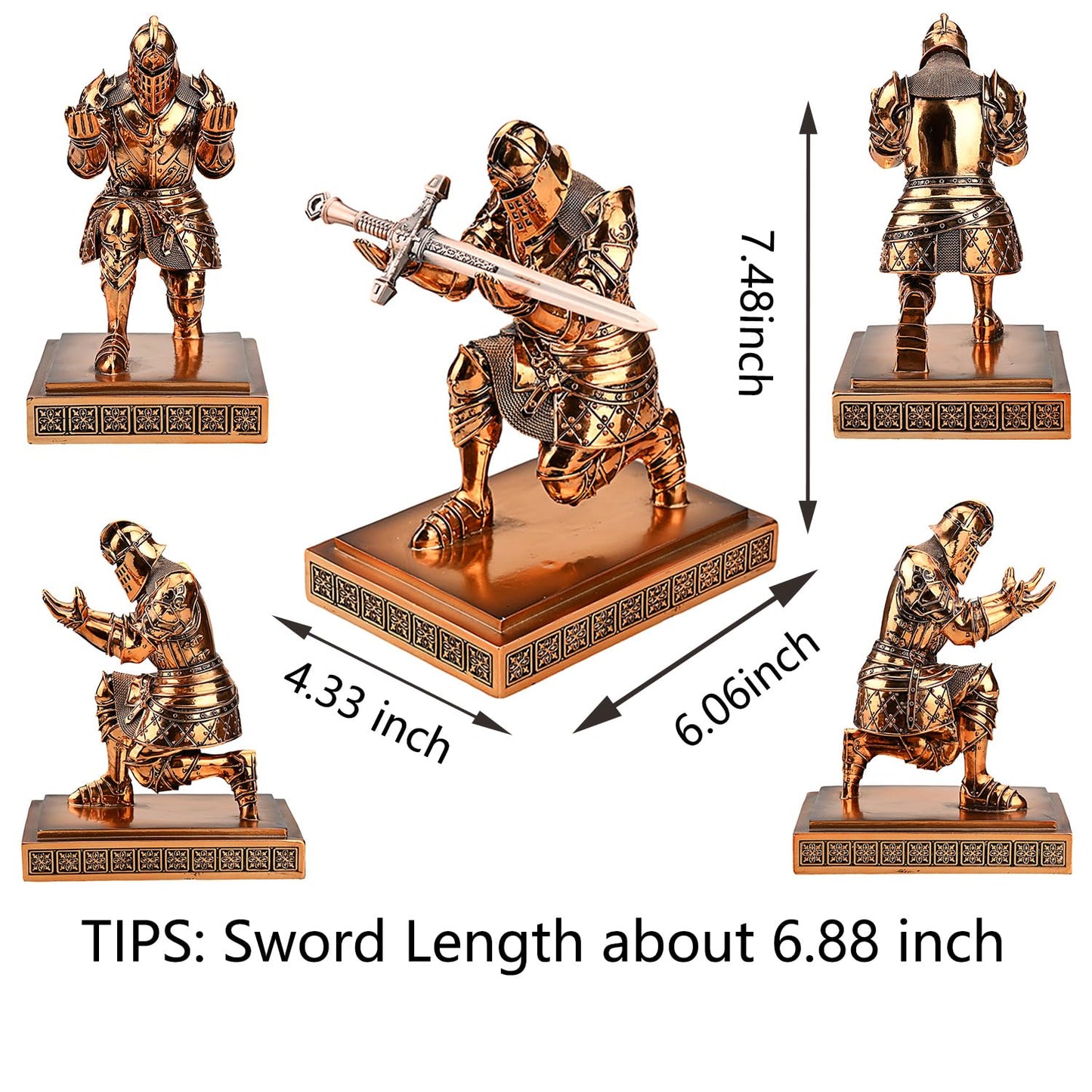 HDMbigmi King's Guard Knight Pen Holder Pen Stand Desk Organizers and Accessories Resin Pencil Holder as Gift for Office and Home (Copper(Plating))