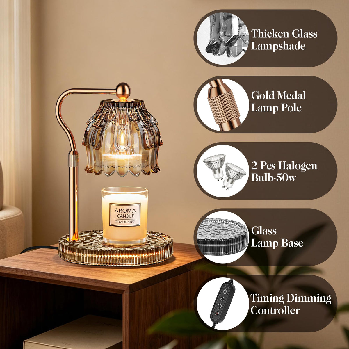 Candle Warmer Lamp with Timer Dimmer