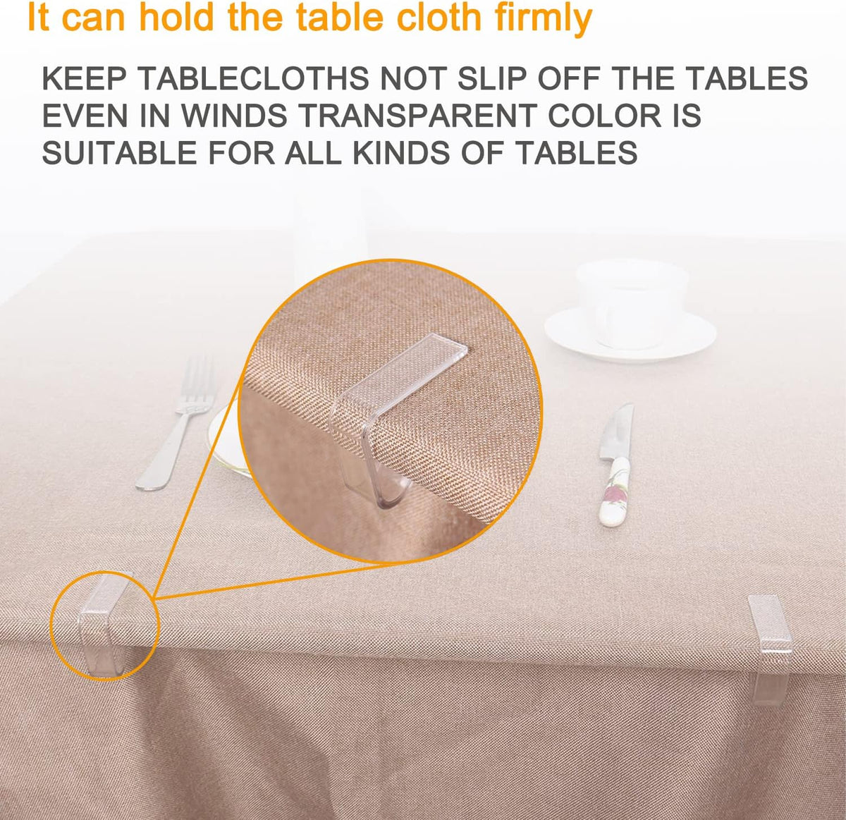 48 Pieces Transparent Clear Tablecloth Clips, Plastic Table Cloth Clips，Windproof Table Cover Holder Clamps，Table Cloth Holder for Christmas Home Wedding Party Indoor Outdoor Camping Picnic (Small)