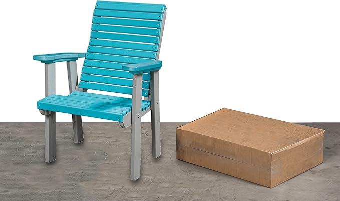 DutchCrafters Modern Horizontal Slat High Back Poly Outdoor Patio Chair (Black & Weatherwood)