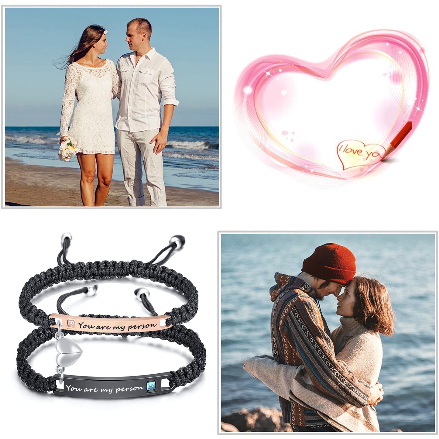 MEALGUET Personalized Couple Bracelet Customized Couple Bracelets Set Mutual Attraction Custom Name Relationship Bracelet Personalized Gift for Men Women