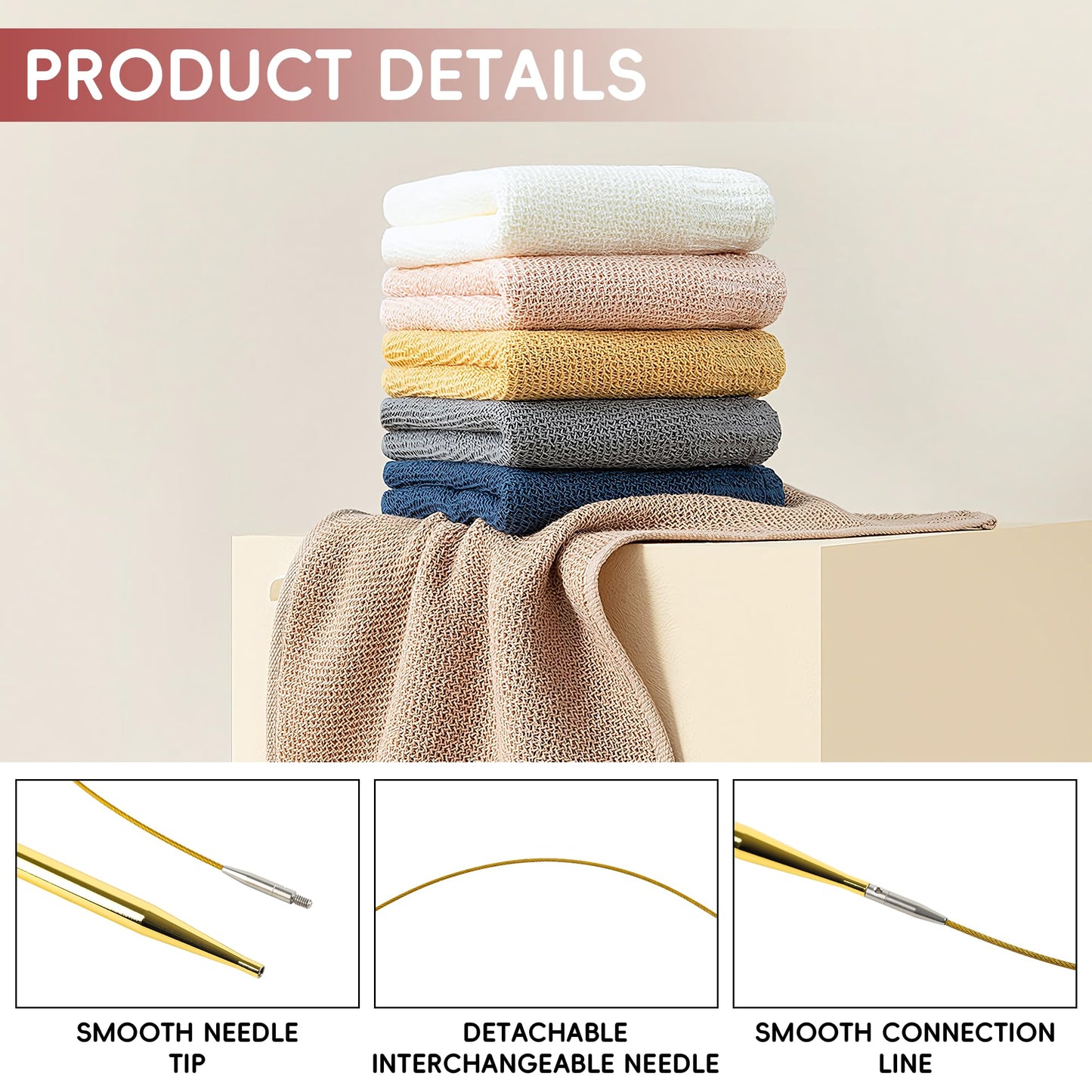 27Pc Gold Plated Tunisian Crochet Hooks Set 3mm-10mm, Interchangeable Aluminum Crochet Hook with Cable, Long Crochet Hooks for Tunisian Crochet, Versatile Crochet Hook Set for Craft Enthusiasts