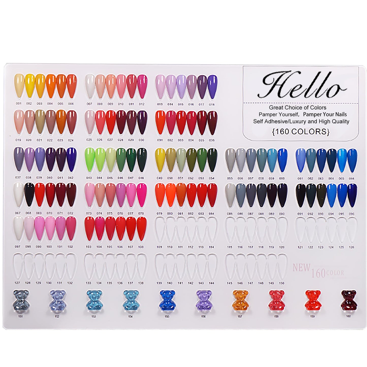 Acycoin2A Acrylic Nail Polish Color Display Board Book Nail Design Chart with 2 Styles Nail Tips Card Board Salon Showing Shelf (160 Colors)