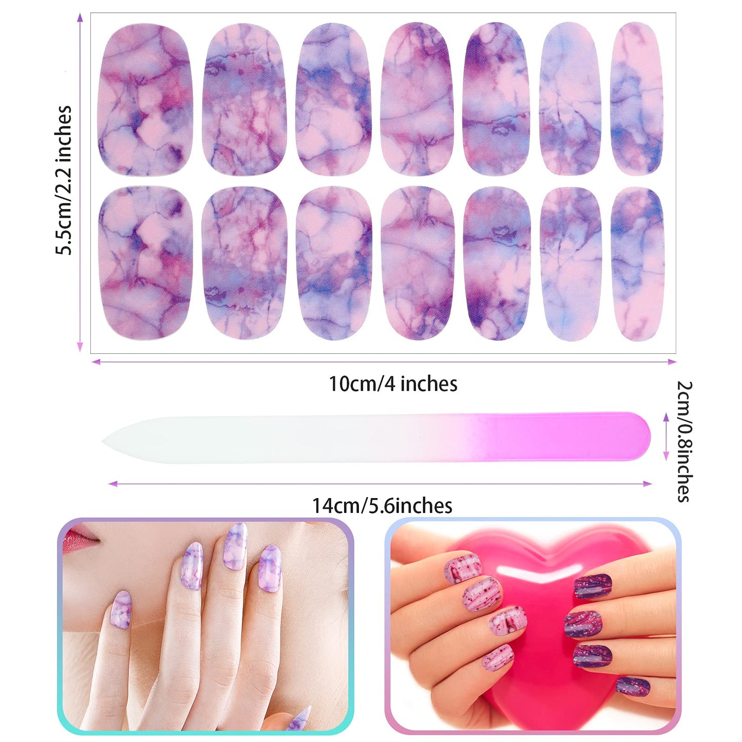 Maitys 336 Pieces 24 Sheets Full Wrap Nail Polish Strips Stickers Self Adhesive Gel Nail Strips Art Decals with File for Women DIY Decorations(Cool Style)