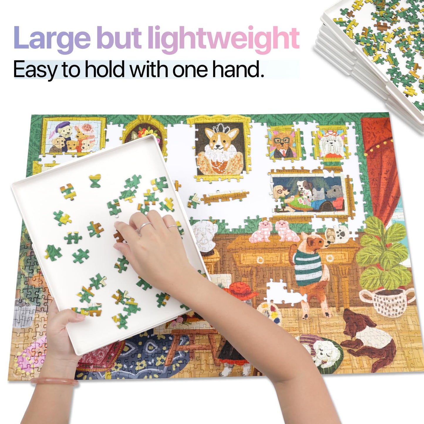 Playboda 9-Pack Puzzle Sorting Trays with Lid that Doubles as a Puzzle Box Stand – 11" x 9" Stackable Trays for 1000–1500 Piece Jigsaw Puzzles, Great Gift for Adult Puzzle Lovers