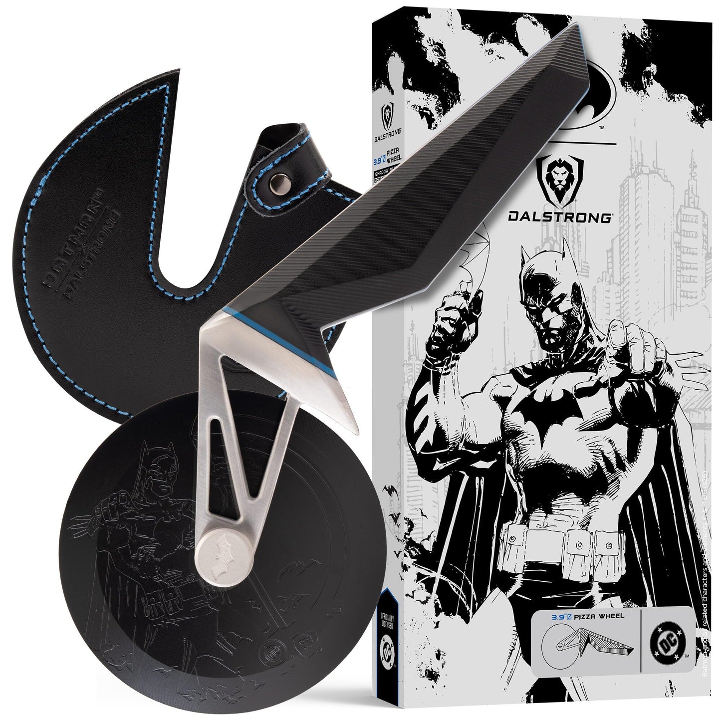 DALSTRONG Pizza Wheel - BATMAN™ Edition - Shadow Black Edition - Heavy-Duty German Steel - Black Titanium Pizza Cutter - G10 Handle - Detachable DC Artwork Blade - Collectible Razor Sharp