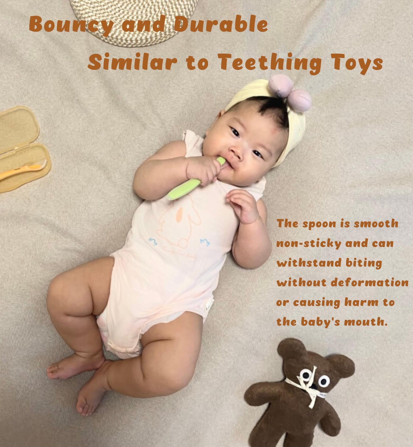 Aurrea Baby teethers for Babies 3-6 Months with Baby Spoons The First Stage Feeding, Foods Spoon Set with Travel Case