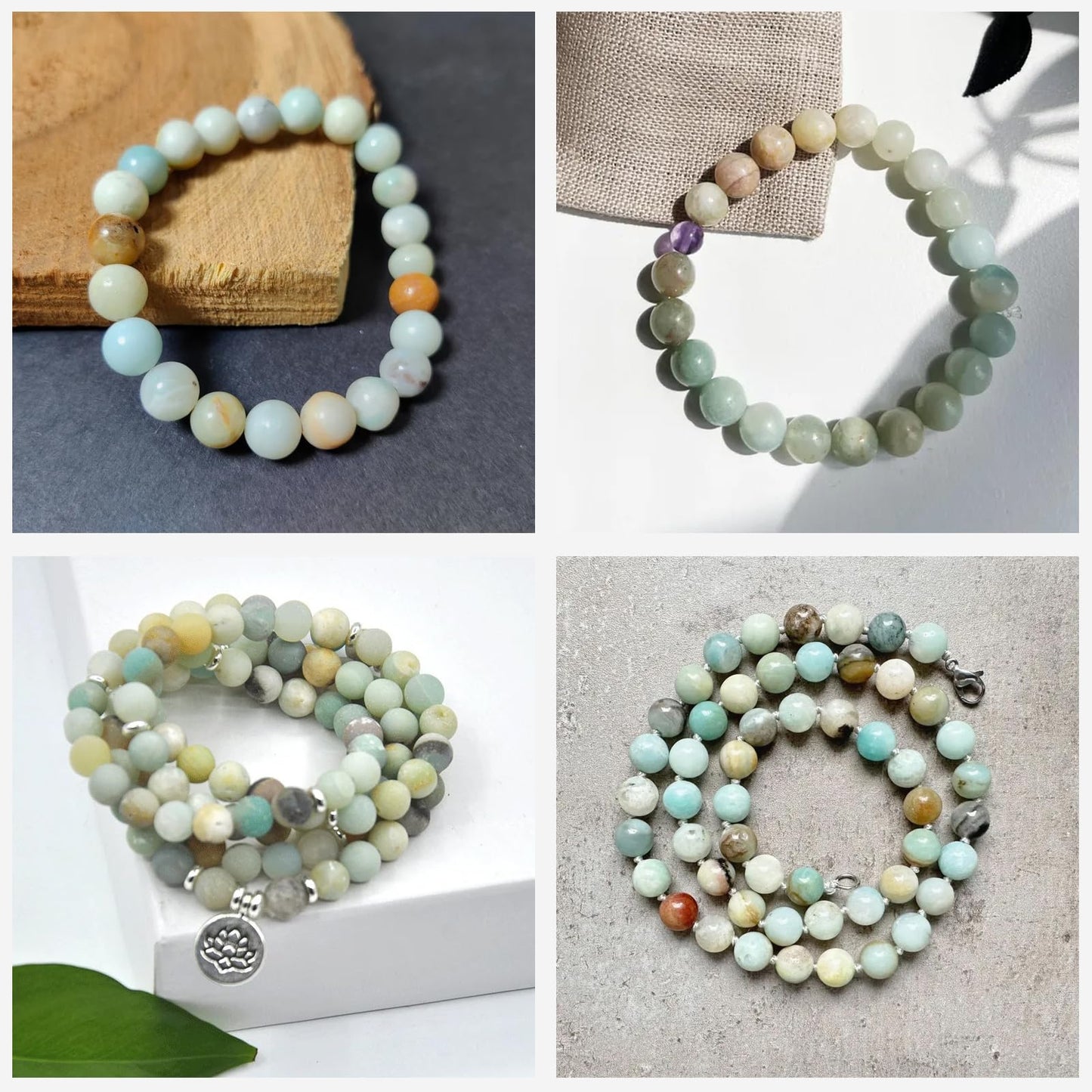 Risyfjew 100PCS 8mm Natural Amazonite Beads Gemstone Round Loose Beads for Jewelry Making Chakra Crystal Stone Beads for Bracelets Necklace Earrings Making Supplies (100pcs/Strand)