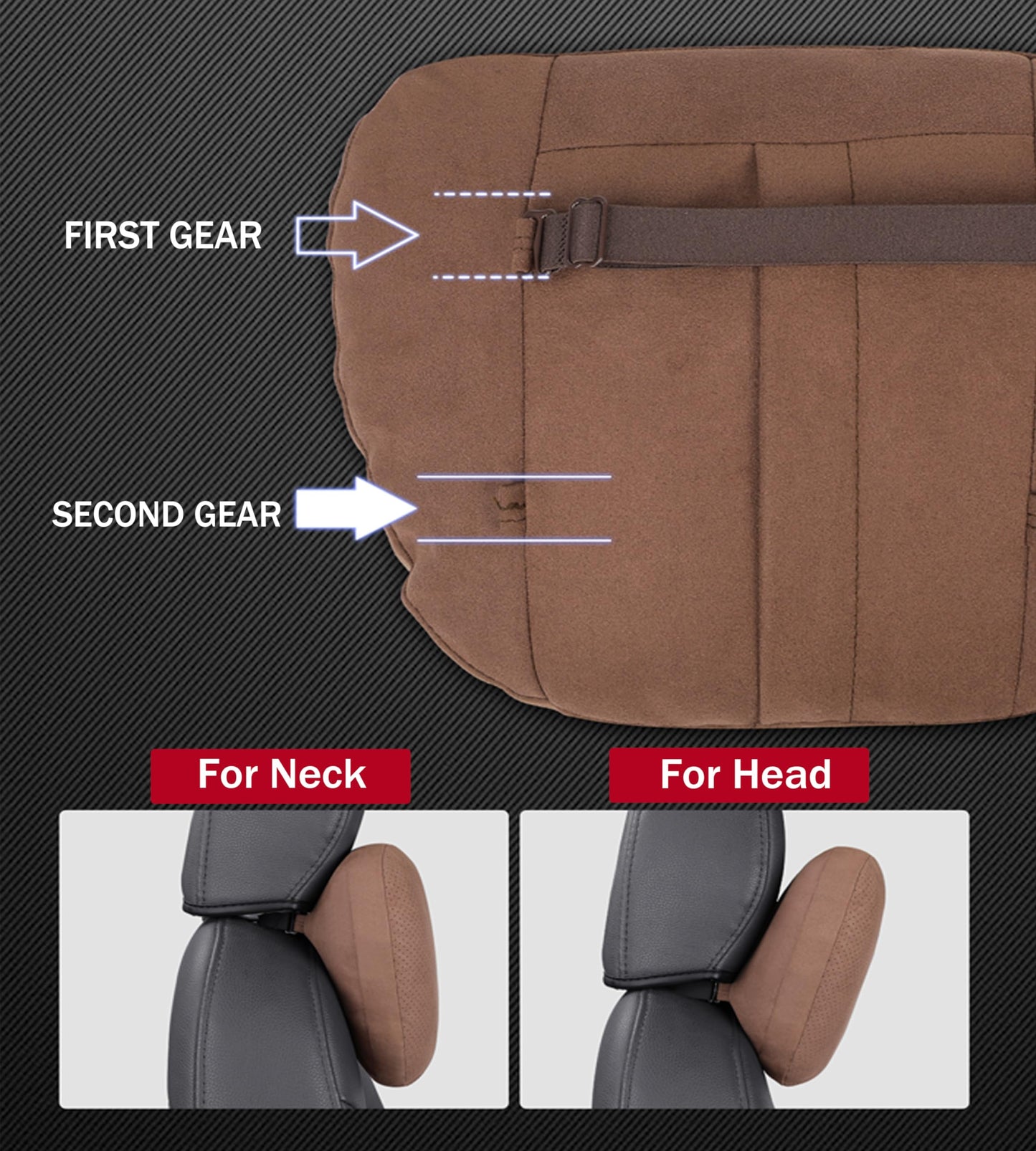 POKSRI 2pcs Car Neck Pillow for headrests,Support Drive Seats Head Cushion Pillows,Superfiber Suede,Plant-Based Polyester,Thickness & Height Adjustable,11.8x7.5,Inner Liner fillable(Grey)