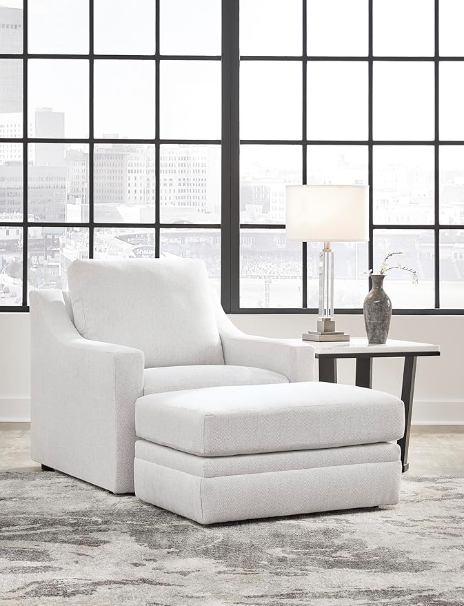 Signature Design by Ashley Maitelynn Contemporary Upholstered Chair with Non-Skid Legs, White