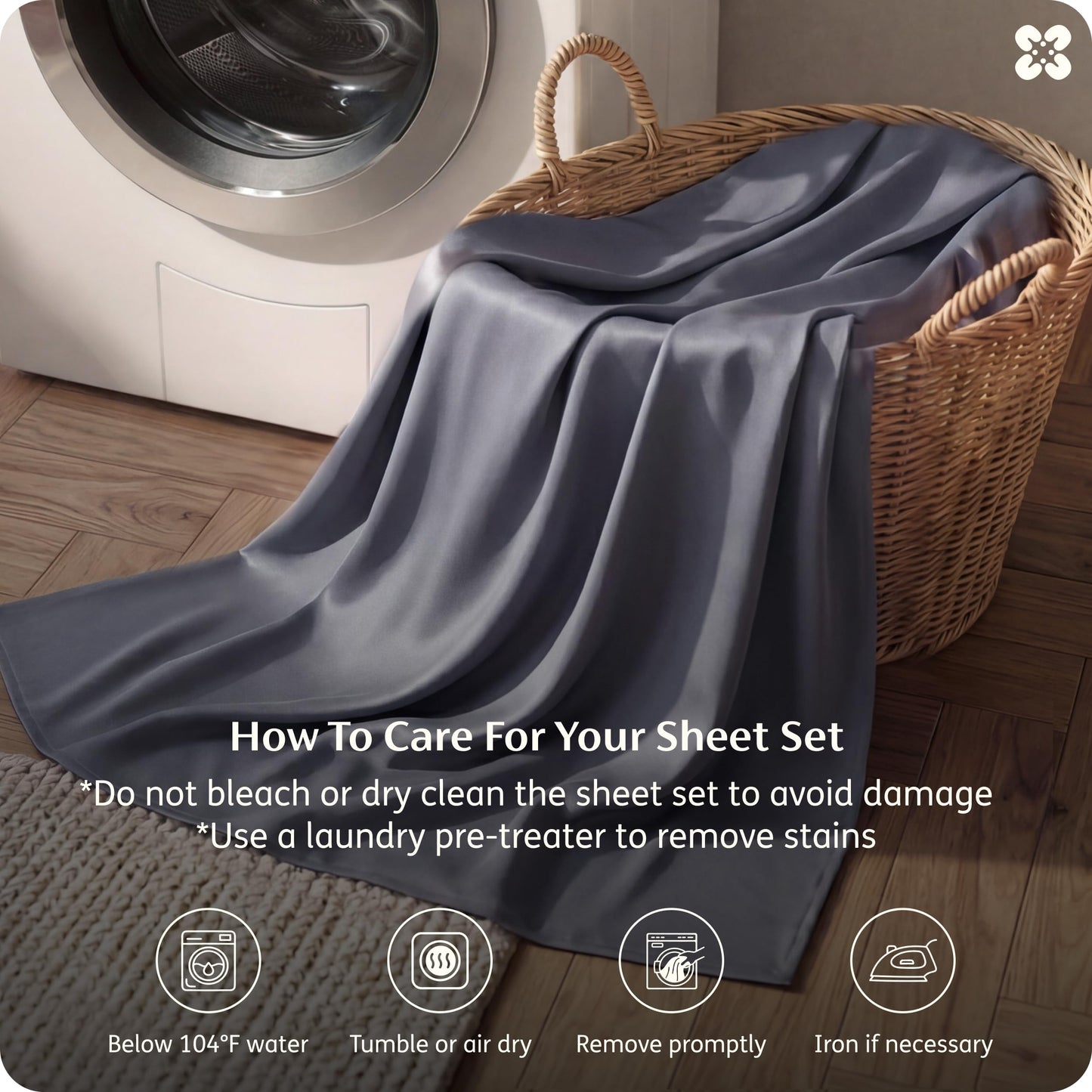 Bedsure Queen Sheet Set, Cooling Sheets for Queen Size Bed Set, Rayon Derived from Bamboo, PureWoven, Breathable & Soft, Deep Pocket Up to 16", Hotel Luxury Silky Bedding for Hot Sleepers, Dark Grey