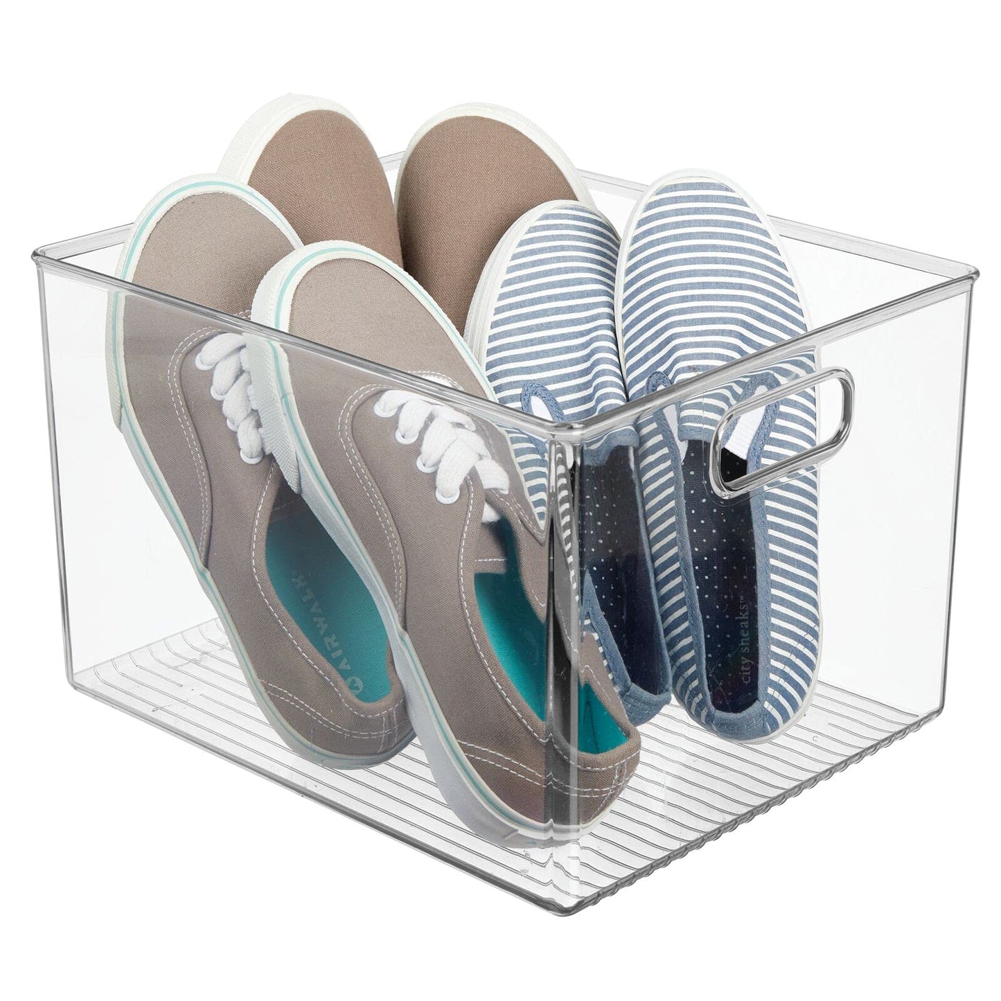 mDesign Large Plastic Storage Organizer Container Bin, Closet Organization for Hallway, Bedroom, Linen, Coat, and Entryway - Holds Clothing, Blankets, and Accessories, Ligne Collection, Clear