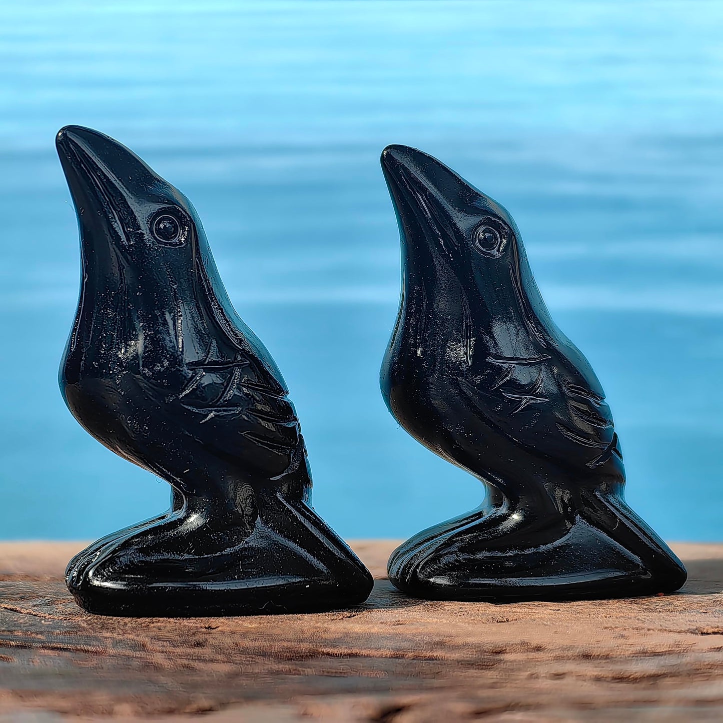 2" Natural Obsidian Flame Stone Crystal Raven Statue Healing Crystal Handmade Sculpture Guardian Pocket Statues Reiki Bird Meditation Office Home Decoration Gift (Obsidian)