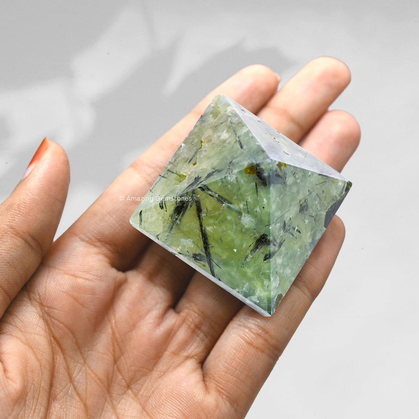 Prehnite Pyramid Crystal Healing Stones - 1.5" Great Pyramid Figurine of Natural Stone Pyramid for Meditation, Reiki, Chakra Balancing and Crystal Pyramids Grid