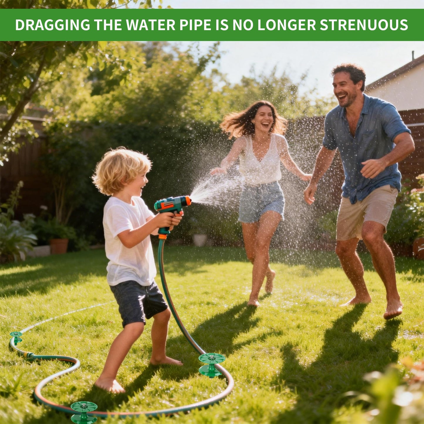 2 Pack 10 Inch Garden Hose Guide Stakes, Upgraded Reinforced Disc, Rotatable Double-Disk Sun Protection Heavy-Duty Plastic Stake, Hose Guard for Yard, Lawn & Flower Bed Landscaping (Green 2Pcs)