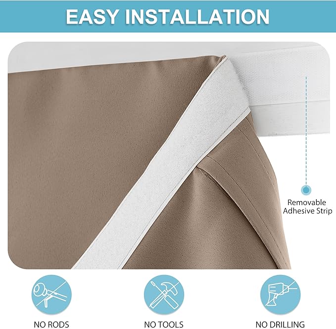 RYB HOME Blackout Door Curtain - Privacy Thermal Insulated Patio/Front/Tricia/French Door Window Curtains Sidelight Curtain Tie up Shade, W30 x L69 inch, 1 Panel, Mocha