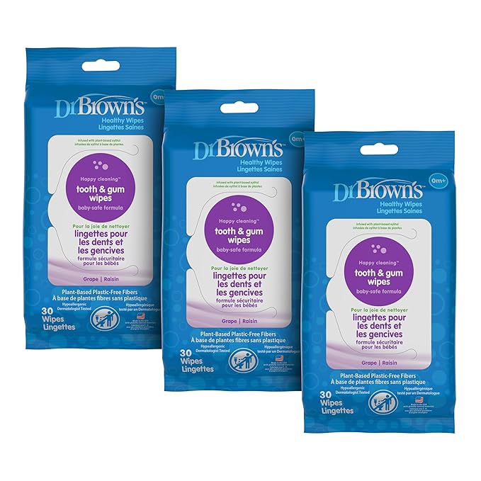Dr. Brown's Tooth and Gum Wipes, 30 Count, 3-Pack