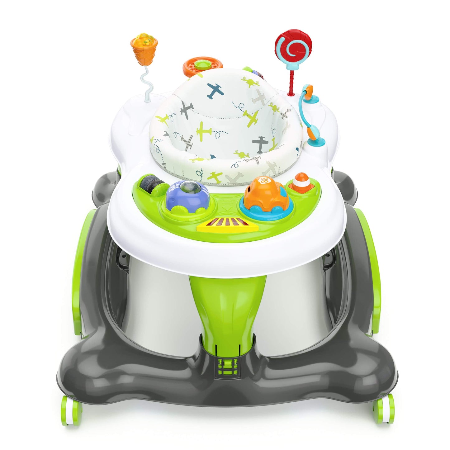 Storkcraft 3-in-1 Activity Walker and Rocker with Jumping Board and Feeding Tray, Interactive Walker with Toy Tray and Jumping Board for Toddlers and Infants, Green