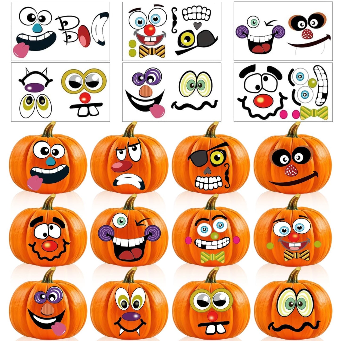 kockuu 72 Pack Halloween Pumpkin Decorating Stickers - Mini Make 36 Sheets of Small Pumpkin Face Stickers for Kids, Toddlers & Party Favors