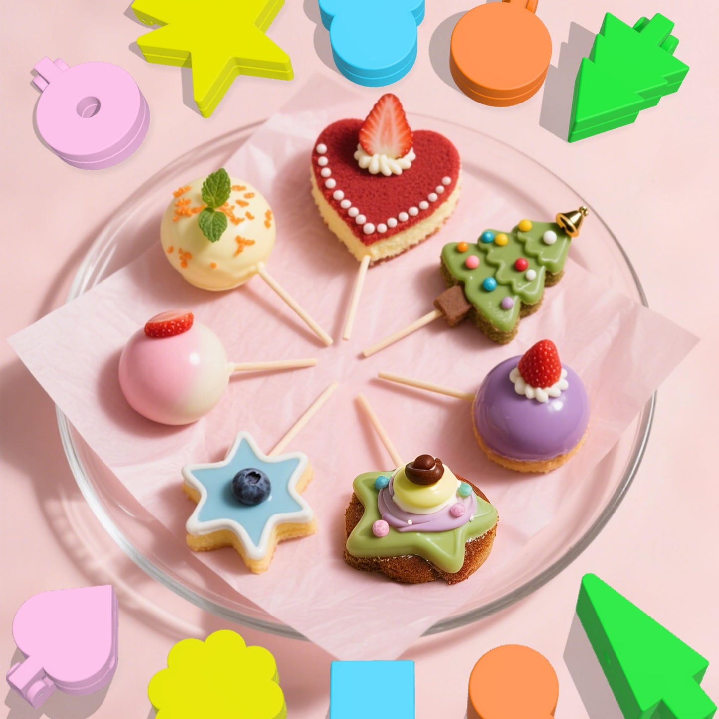 Hokkieam 10 PCS Cake Pop Molds Shapes Press Set, Plastic Cake Pop Mold Press with Multiple Shapes, Cake Pop Tools for Baking, Parties, Weddings, Birthdays & Celebrations