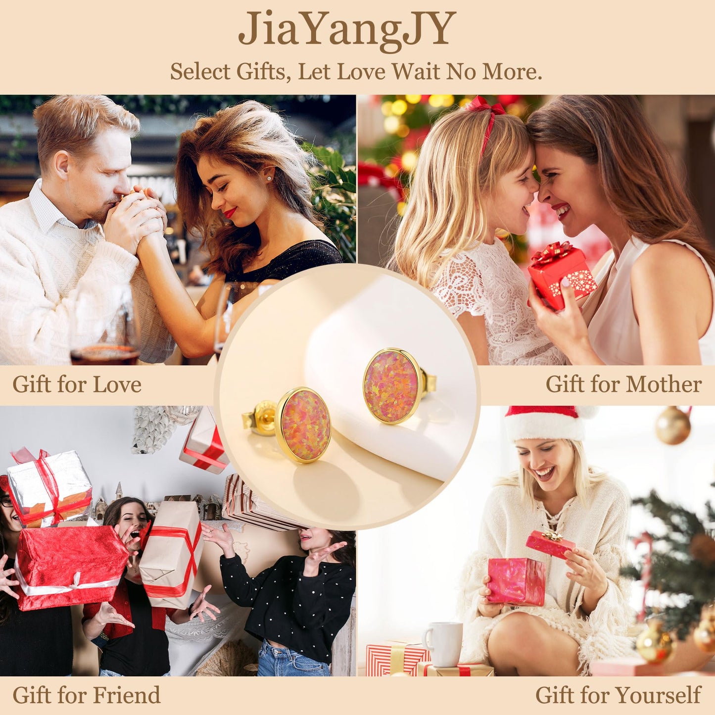 JiayangJY Silver Red Fire Opal Stud Earrings for Women 18K Yellow Gold Plated Sterling Silver Oval Shape 5mm Opal Earrings with Push Back