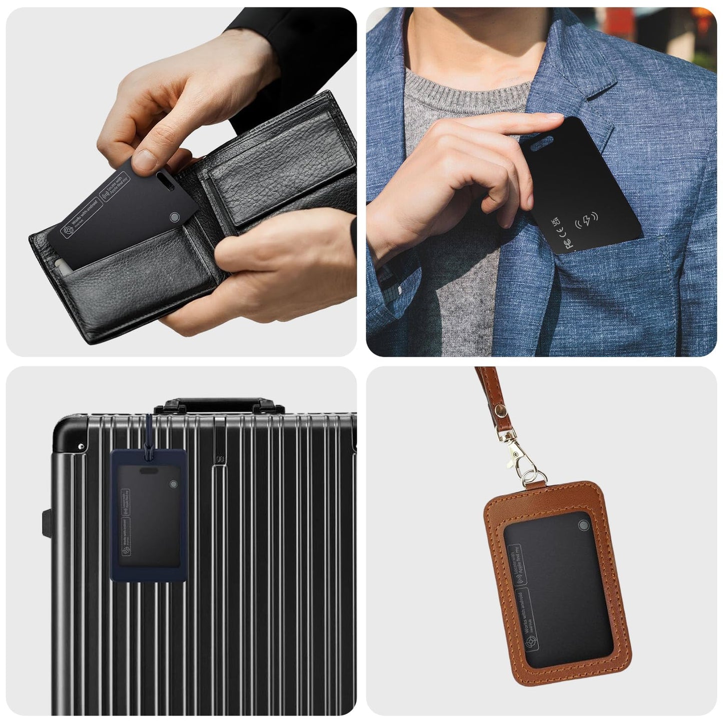 Tracker Card for iPhone & Android, Tracking Card with Apple Find My & Google's Find Hub, Rechargeable Slim Wallet Tracker Card for Wallet, Luggage, Keys,IP68 Waterproof