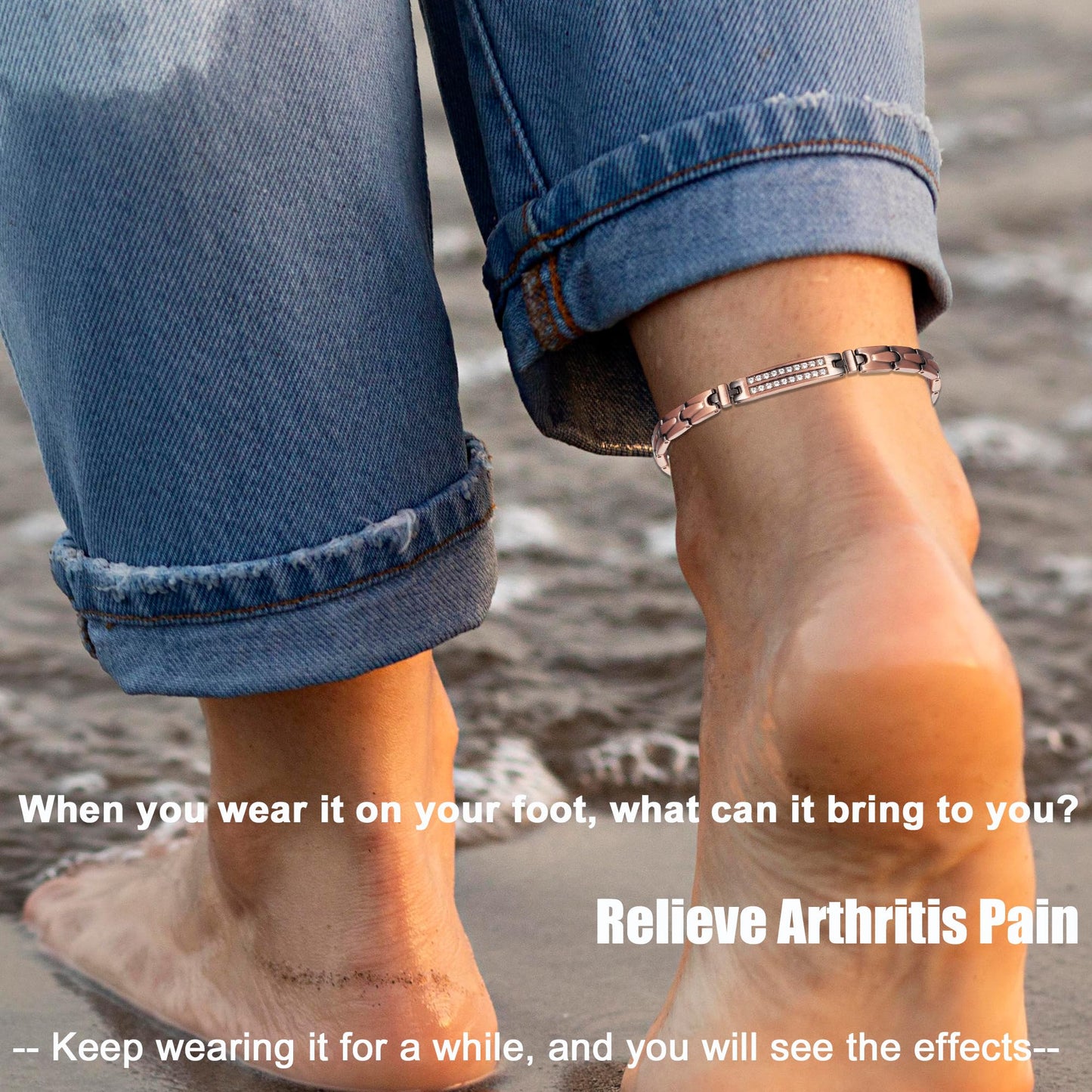 MagVIVACE Copper Ankle Bracelet for Women, Pure Copper Magnetic Anklet with Magnet(9.45 inch) (2)