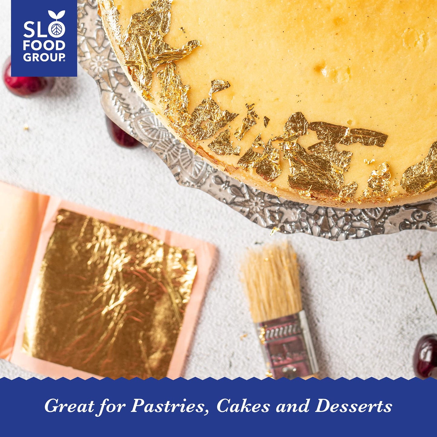 Slofoodgroup - 24 Karat Edible Gold Leaf Loose Sheets - 25 Sheets Gold Leaf Per Book - Gold Leaf Sheet Size 3.15in x 3.15in Loose Leaf Sheets - Edible Decoration, Crafting, Art and More